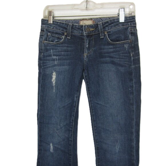 Paige Laurel Canyon EUC Size 25 x 31Bootcut Boot Cut Jeans Distressed - Picture 2 of 9